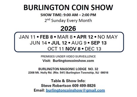 Burlington Coin Show (2nd Sunday)