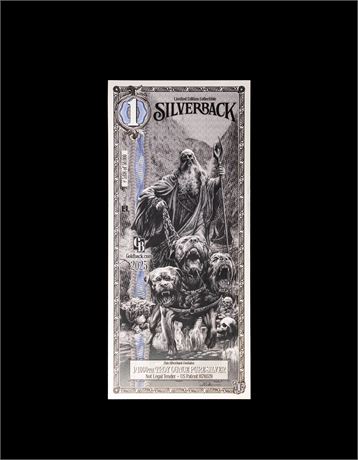 2025 Hades Silverback 1/1000 oz Legends of Olympus Limited Ed Silver Foil Note