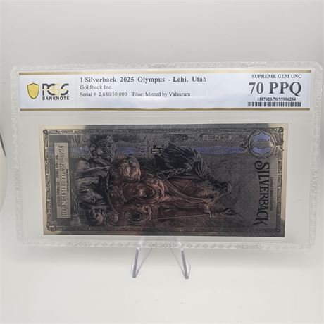 2025 1 Silverback Olympus Hades GEM UNC 70 PPQ (Blue Standard) PMG Certified BU