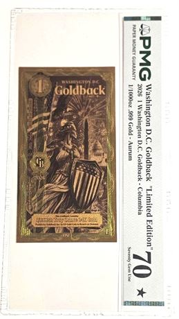 2026 Washington D.C. Goldback PMG 70 * Star Limited Edition Valaurum
