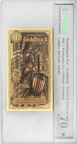 2026 Elite Colorized Washington D.C. 1 Goldback PMG 70 Star Gold Backs