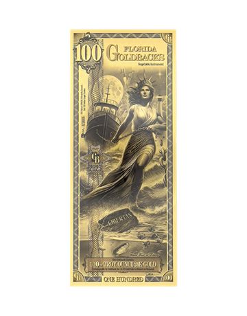Florida 100 Goldbacks .999 Fine Gold Polymer Note
