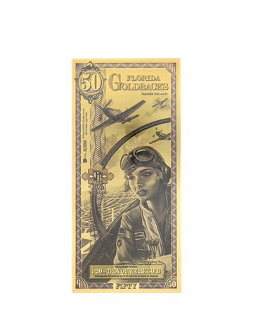 Florida 50 Goldbacks .999 Fine Gold Polymer Note