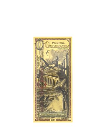 Florida 10 Goldbacks .999 Fine Gold Polymer Note