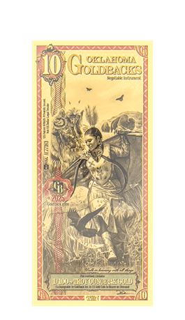 Oklahoma 10 Goldbacks .999 Fine Gold Polymer Note