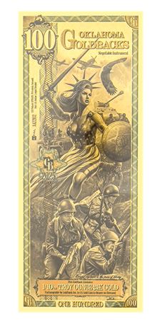 Oklahoma 100 Goldbacks .999 Fine Gold Polymer Note
