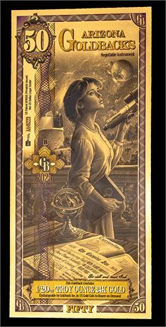 Arizona 50 Goldbacks .999 Fine Gold Polymer Note