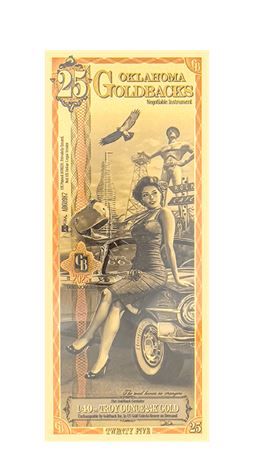 Oklahoma 25 Goldbacks .999 Fine Gold Polymer Note