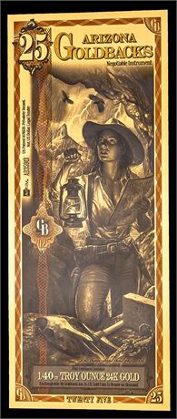 Arizona 25 Goldbacks .999 Fine Gold Polymer Note