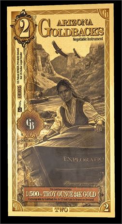 Florida 2 Goldbacks .999 Fine Gold Polymer Note