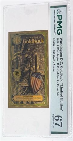 2026 Washington D.C. Goldback PMG 67 * Star ELITE Limited Edition .999 COLORIZED