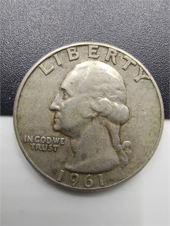 1961 D Washington Quarter 90% Silver FREE SHIPPING