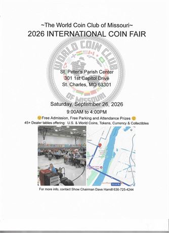 2026 INTERNATIONAL COIN FAIR - St. Charles, MO | Sept 26th