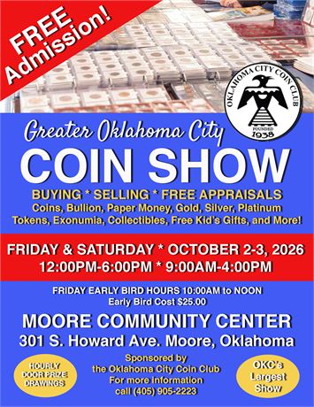 Greater Oklahoma City Coin Show 10/3/2026