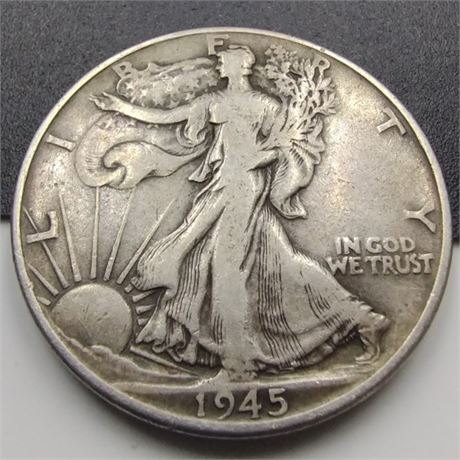 1945 Walking Liberty Half Dollar 90% NO RESERVE