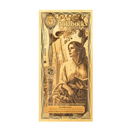 Utah 5 Goldbacks 2026 Alpha Gold Polymer Note 1/200th Troy Oz 24K