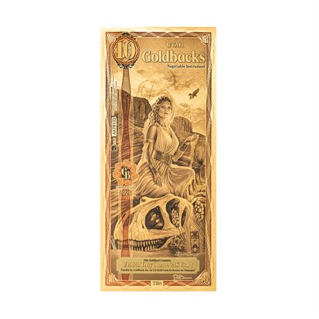 Utah 10 Goldbacks 2026 Alpha Gold Polymer Note 1/100th Troy Oz 24K