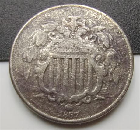 1867 Shield Nickel – No Rays – Early U.S. 5-Cent Coin